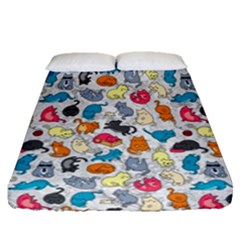 Funny Cute Colorful Cats Pattern Fitted Sheet (queen Size) by EDDArt