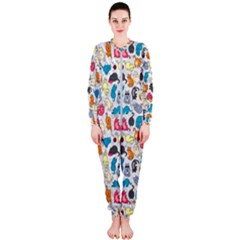 Funny Cute Colorful Cats Pattern Onepiece Jumpsuit (ladies)  by EDDArt