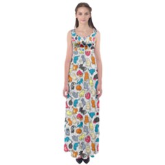 Funny Cute Colorful Cats Pattern Empire Waist Maxi Dress by EDDArt