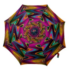 Multicolored Wave Distortion Zigzag Chevrons Hook Handle Umbrellas (large) by EDDArt