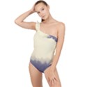 Cloudy Foggy Forest with pine trees Frilly One Shoulder Swimsuit View1