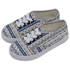 Native American Ornaments Watercolor Pattern Blue Kids  Classic Low Top Sneakers by EDDArt