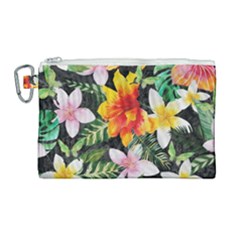 Tropical Flowers Butterflies 1 Canvas Cosmetic Bag (large) by EDDArt