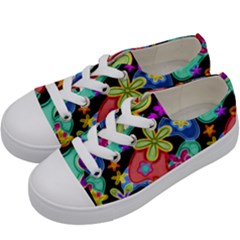 Colorful Retro Flowers Fractalius Pattern 1 Kids  Low Top Canvas Sneakers by EDDArt