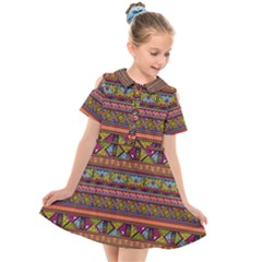 Traditional Africa Border Wallpaper Pattern Colored 2 Kids  Short Sleeve Shirt Dress by EDDArt