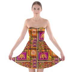 Traditional Africa Border Wallpaper Pattern Colored 3 Strapless Bra Top Dress by EDDArt