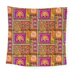 Traditional Africa Border Wallpaper Pattern Colored 3 Square Tapestry (large) by EDDArt