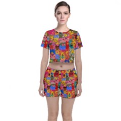 Coloful Strokes Canvas                              Crop Top And Shorts Co-ord Set