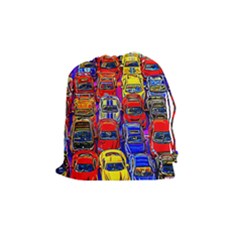 Colorful Toy Racing Cars Drawstring Pouches (medium)  by FunnyCow