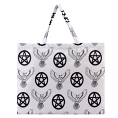 Owls And Pentacles Zipper Large Tote Bag by IIPhotographyAndDesigns