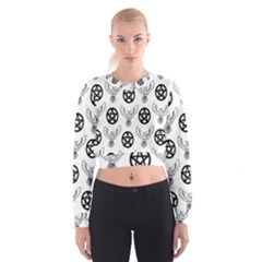 Owls And Pentacles Cropped Sweatshirt by IIPhotographyAndDesigns