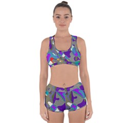 Blue Purple Shapes                                     Racerback Boyleg Bikini Set by LalyLauraFLM