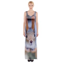 Squirrel Looks At You Maxi Thigh Split Dress by FunnyCow