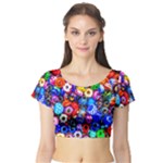 Colorful Beads Short Sleeve Crop Top