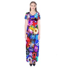 Colorful Beads Short Sleeve Maxi Dress by FunnyCow