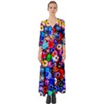 Colorful Beads Button Up Boho Maxi Dress