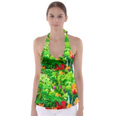 Bleeding Heart Flowers In Spring Babydoll Tankini Top by FunnyCow