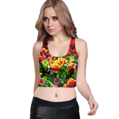 Colorful Tulips On A Sunny Day Racer Back Crop Top by FunnyCow
