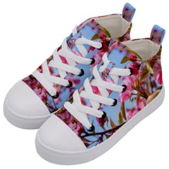Crab Apple Blossoms Kid s Mid-top Canvas Sneakers by FunnyCow
