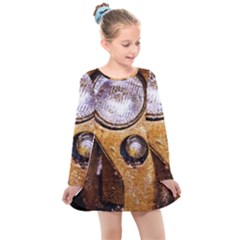 Vintage Off Roader Car Headlight Kids  Long Sleeve Dress by FunnyCow