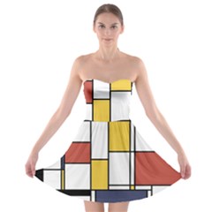 De Stijl Abstract Art Strapless Bra Top Dress