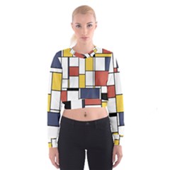 De Stijl Abstract Art Cropped Sweatshirt by FunnyCow
