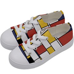 De Stijl Abstract Art Kids  Low Top Canvas Sneakers by FunnyCow