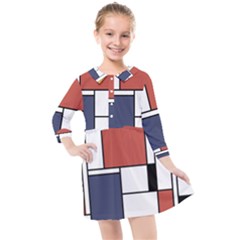 Neoplasticism Abstract Art Kids  Quarter Sleeve Shirt Dress by FunnyCow