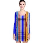 Colorful Wood And Metal Pattern Long Sleeve Bodycon Dress