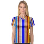 Colorful Wood And Metal Pattern V-Neck Sport Mesh Tee
