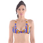 Colorful Wood And Metal Pattern Plunge Bikini Top