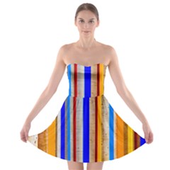 Colorful Wood And Metal Pattern Strapless Bra Top Dress by FunnyCow
