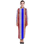 Colorful Wood And Metal Pattern Turtleneck Maxi Dress