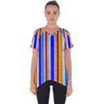 Colorful Wood And Metal Pattern Cut Out Side Drop Tee