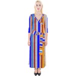 Colorful Wood And Metal Pattern Quarter Sleeve Wrap Maxi Dress