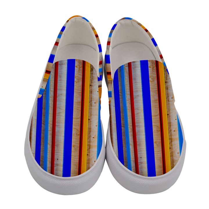 Colorful Wood And Metal Pattern Women s Canvas Slip Ons