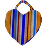 Colorful Wood And Metal Pattern Giant Heart Shaped Tote