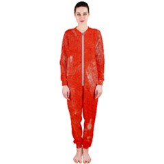 Grunge Red Tarpaulin Texture Onepiece Jumpsuit (ladies)  by FunnyCow