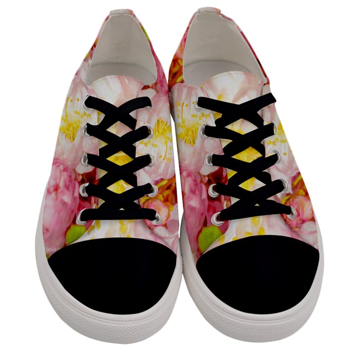 Pink Flowering Almond Flowers Men s Low Top Canvas Sneakers