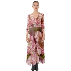 Beautiful Flowering Almond Button Up Boho Maxi Dress by FunnyCow