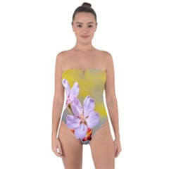 Sakura Flowers On Yellow Tie Back One Piece Swimsuit by FunnyCow