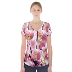Blooming Almond At Sunset Short Sleeve Front Detail Top by FunnyCow