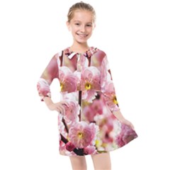 Blooming Almond At Sunset Kids  Quarter Sleeve Shirt Dress by FunnyCow