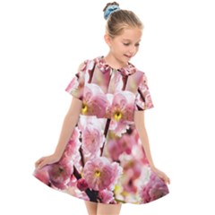 Blooming Almond At Sunset Kids  Short Sleeve Shirt Dress by FunnyCow