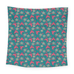 Teal Hats Square Tapestry (large)