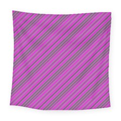 Pink Violet Diagonal Lines Square Tapestry (large)