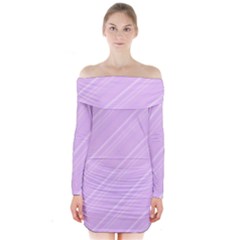 Lilac Diagonal Lines Long Sleeve Off Shoulder Dress by snowwhitegirl