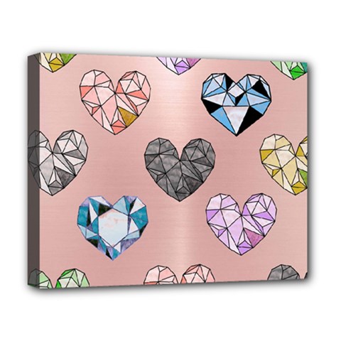 Gem Hearts And Rose Gold Deluxe Canvas 20  X 16   by NouveauDesign