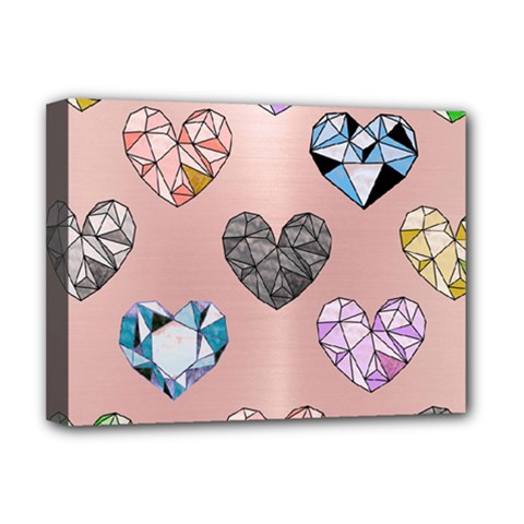 Gem Hearts And Rose Gold Deluxe Canvas 16  X 12   by NouveauDesign