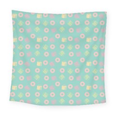 Teal Donuts And Milk Square Tapestry (large)